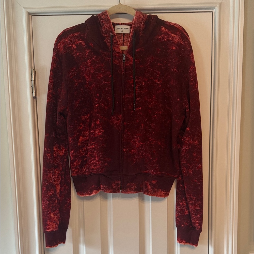 Cotton Citizen Red Tie-Dye Cropped Hoodie - Size Medium